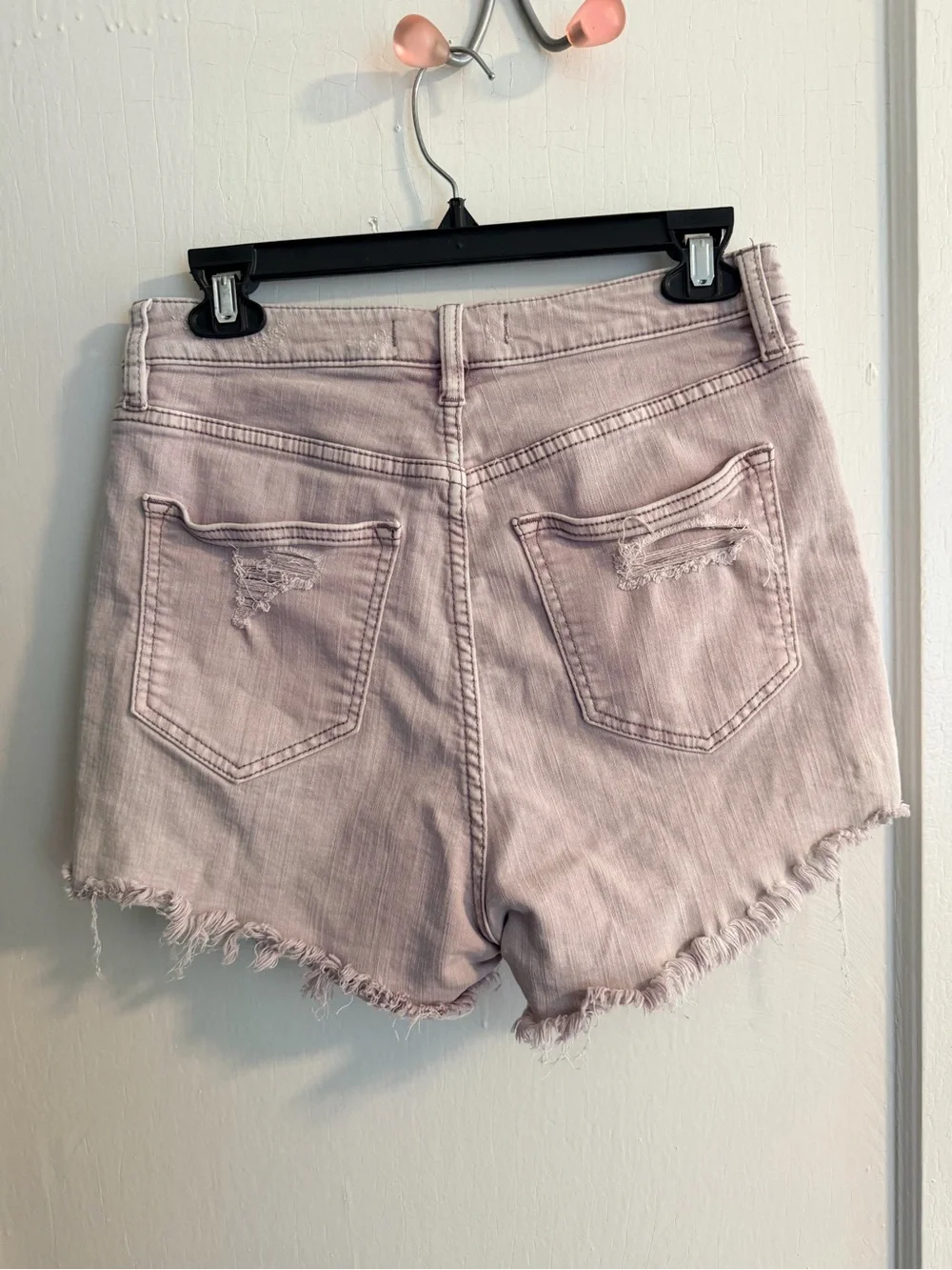 Free People Taupe Frayed Hem High-Rise Jean Shorts